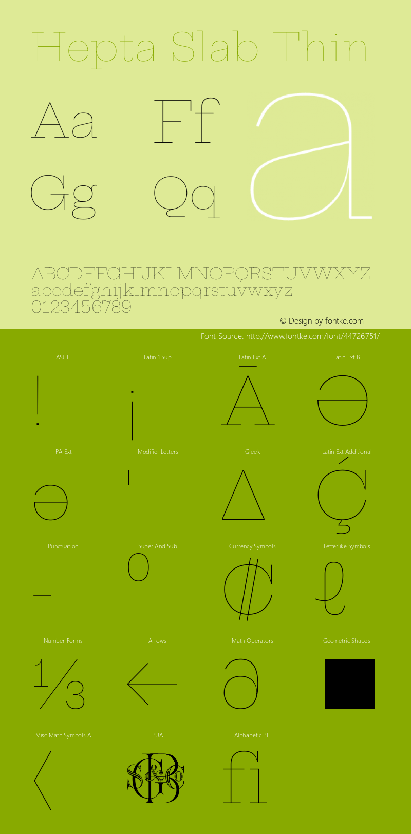 Hepta Slab Thin Version 1.100 Font Sample