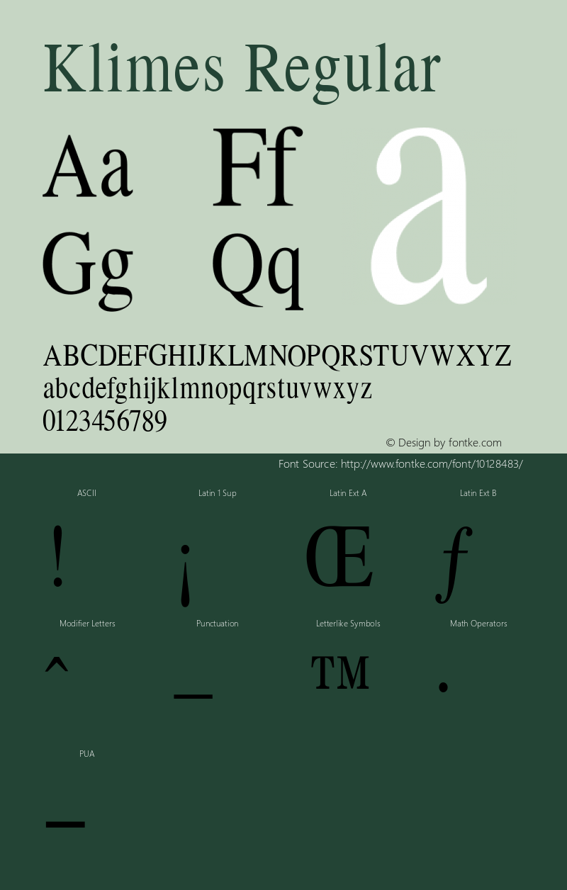 Klimes Regular 1.0 2004-05-08 Font Sample