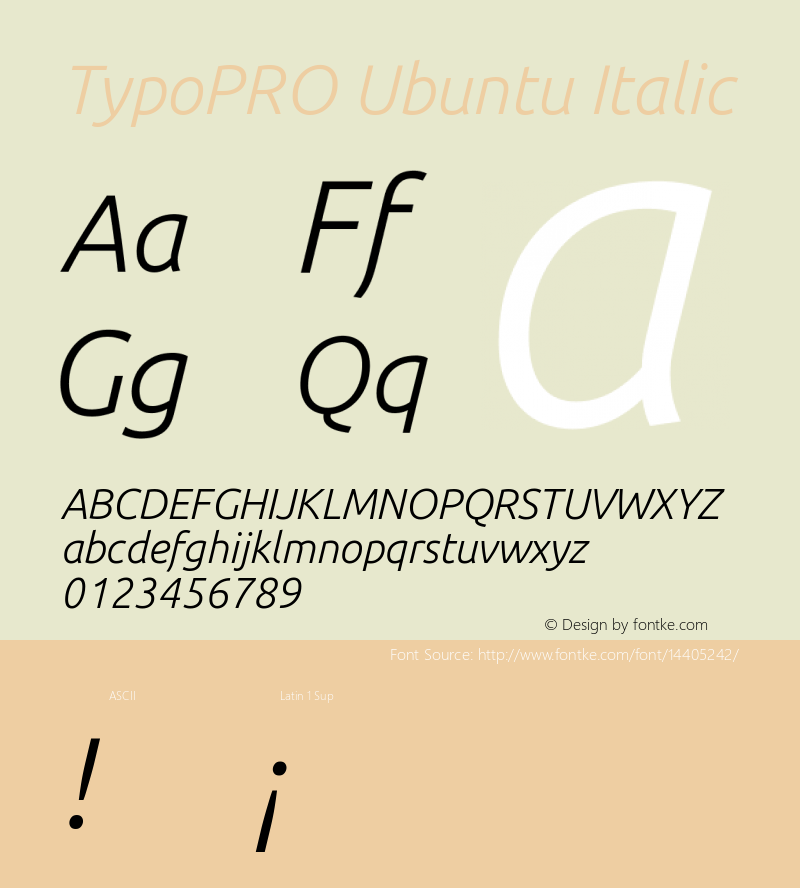 TypoPRO Ubuntu Italic Version 0.80 Font Sample