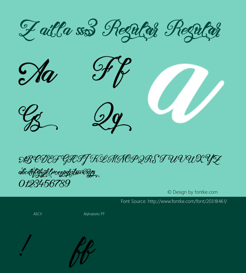 Zailla ss3 Regular Version 1.000 Font Sample