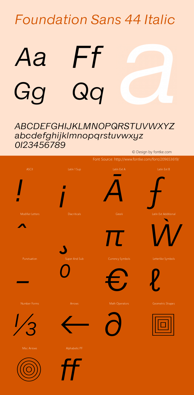 Foundation Sans 44 Italic Version 1.001图片样张