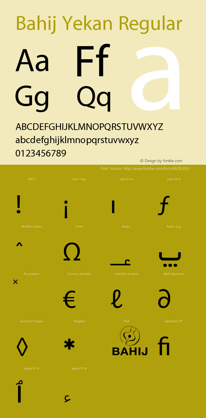 Bahij Yekan Version 1.10 October 27, 2016 Font Sample