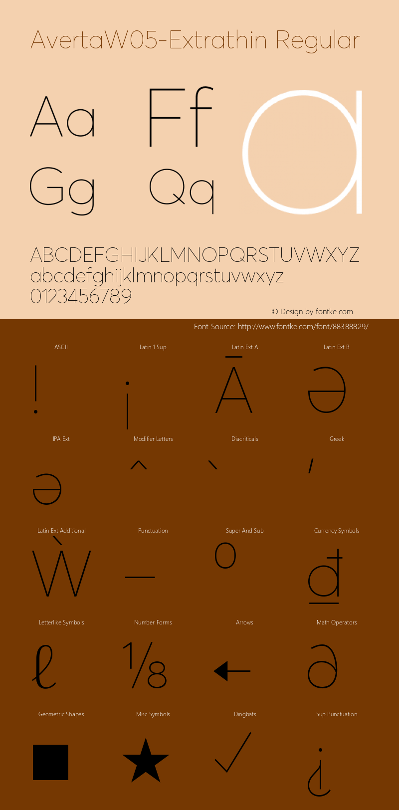 Averta W05 Extrathin Version 1.70 Font Sample