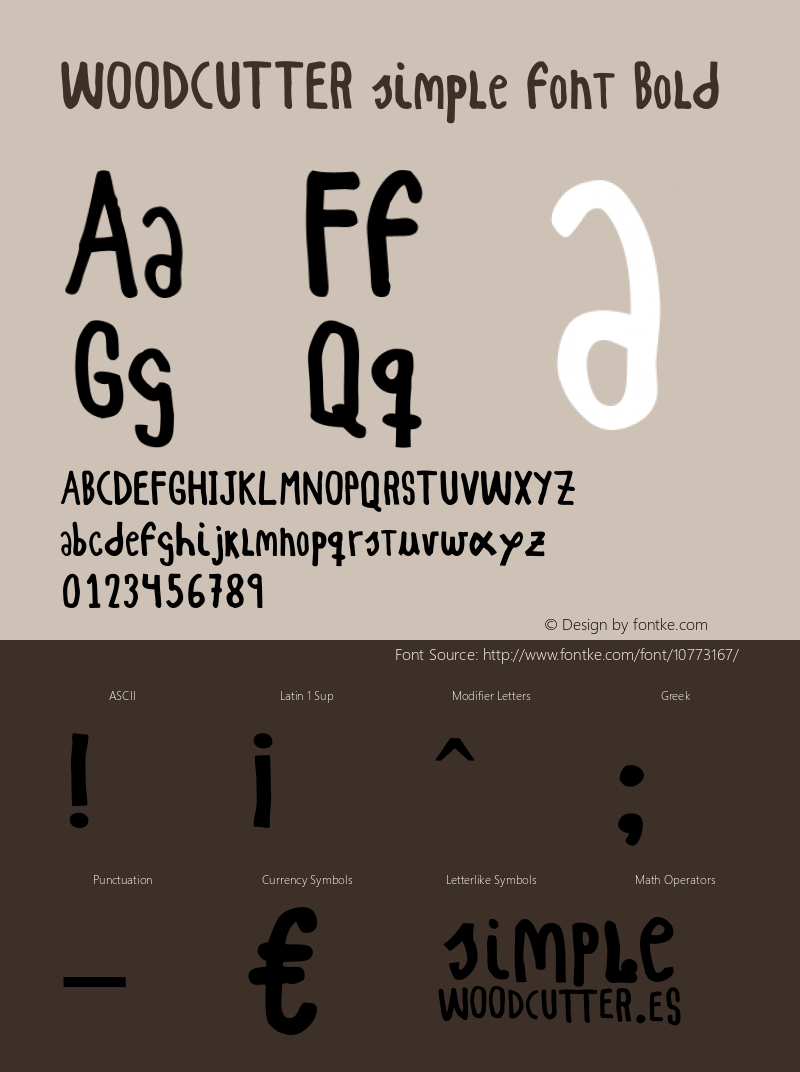 WOODCUTTER simple font Bold Version 1.00 February 25, 2014, initial release Font Sample