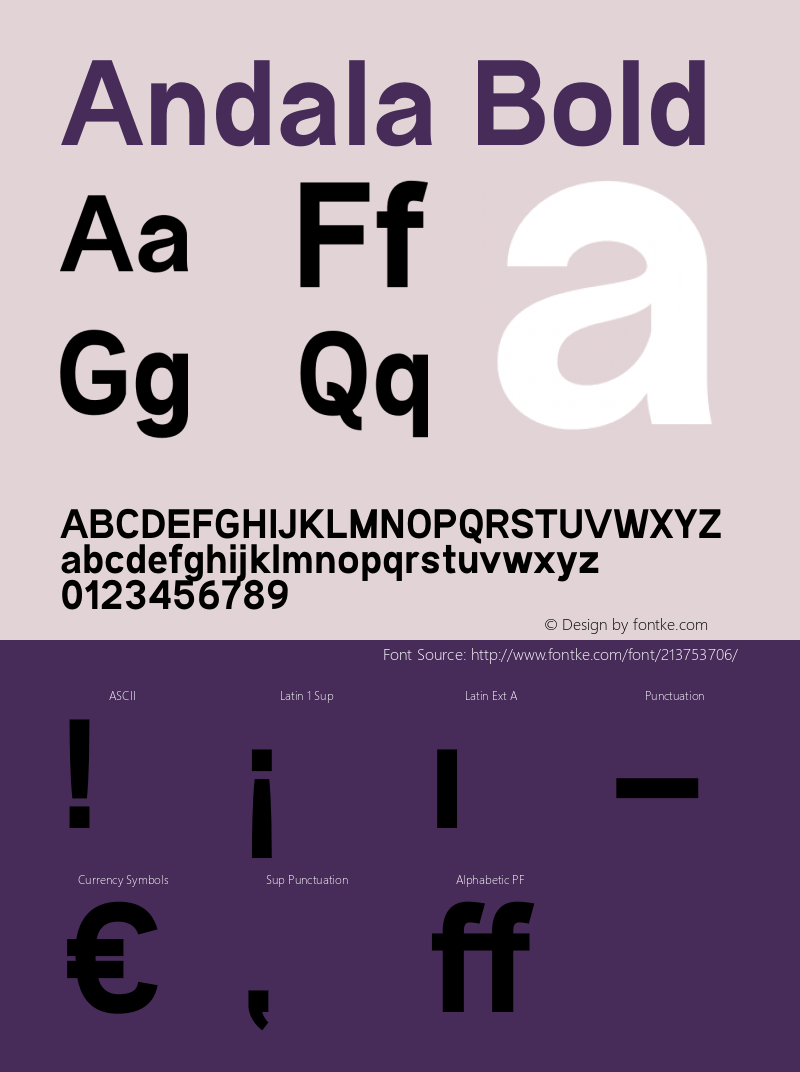 Andala Bold Version 1.001;Fontself Maker 3.5.4图片样张