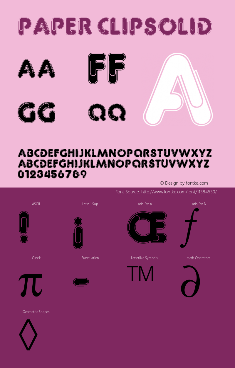 Paper ClipSolid Version 001.000 Font Sample