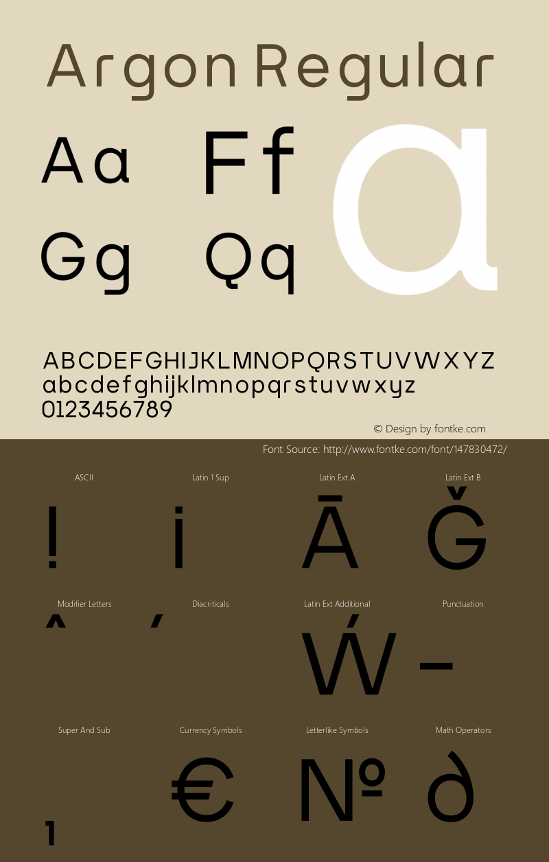 Argon - Regular Version 1.000;hotconv 1.0.109;makeotfexe 2.5.65596 Font Sample