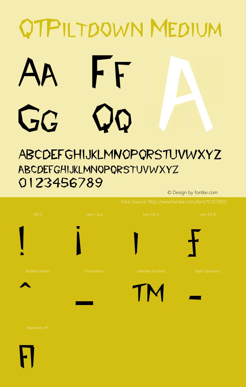 QTPiltdown Medium Version 001.000 Font Sample