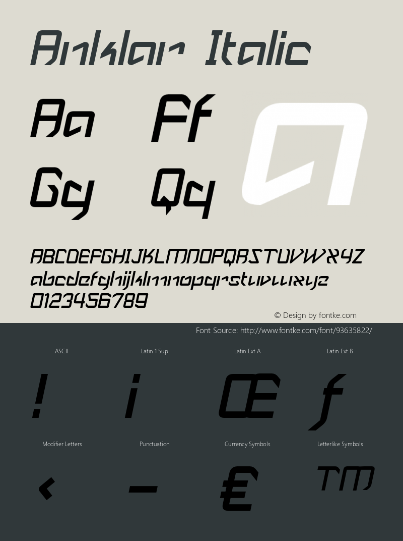 Anklar-Italic Version 1.000 Font Sample