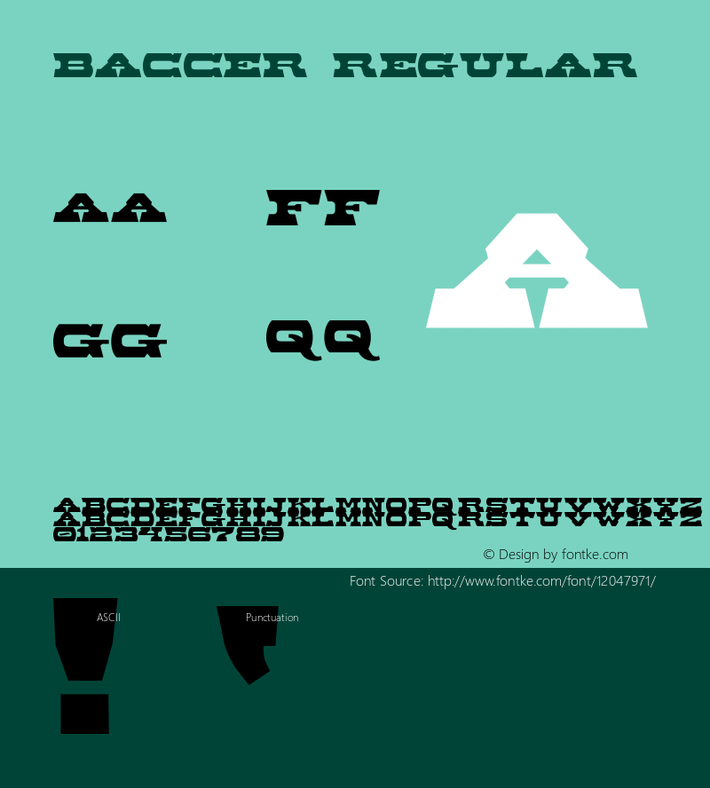 Baccer Regular Majik Mike's Fonts, Font Version 1 Font Sample