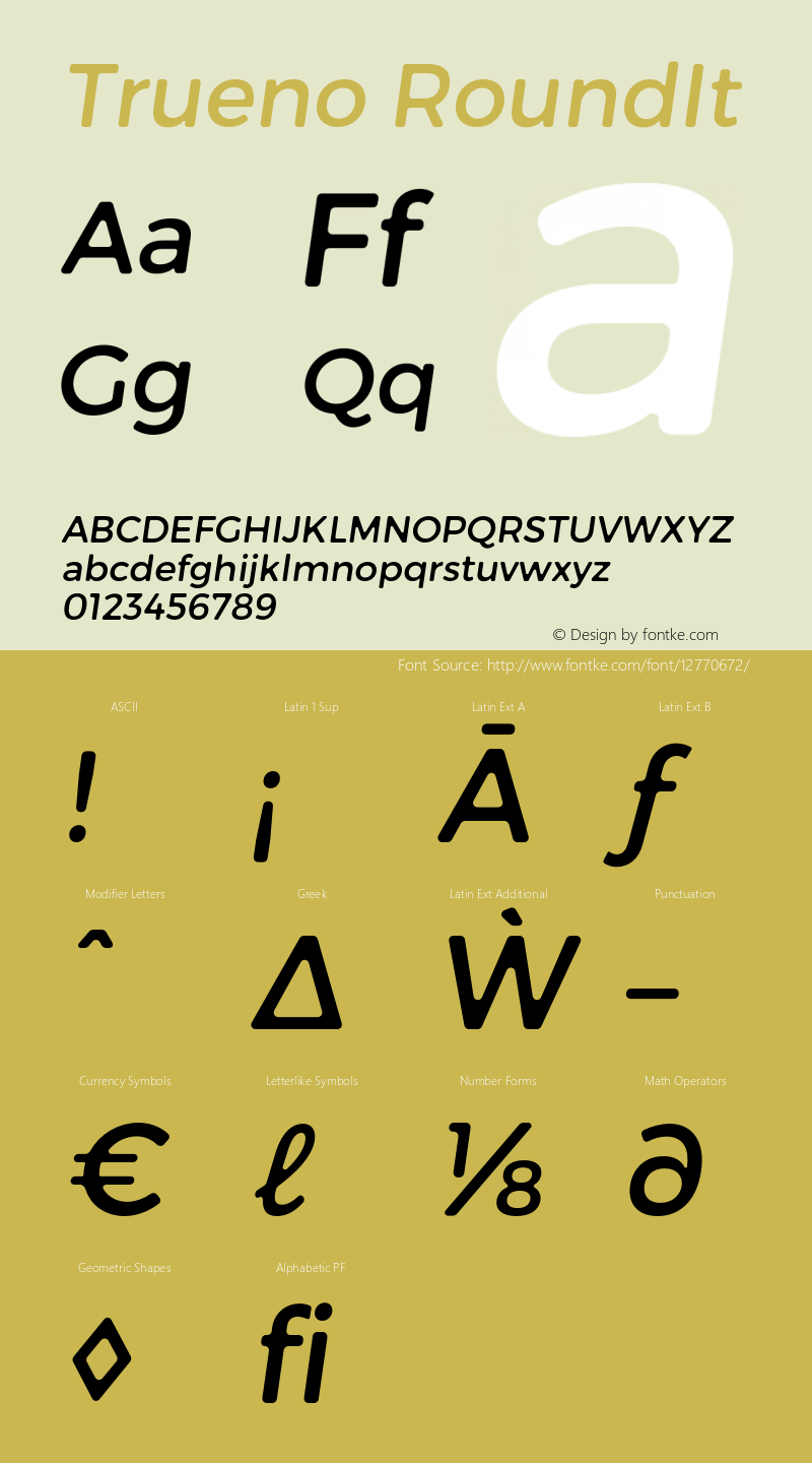 Trueno RoundIt Version 3.001 Font Sample