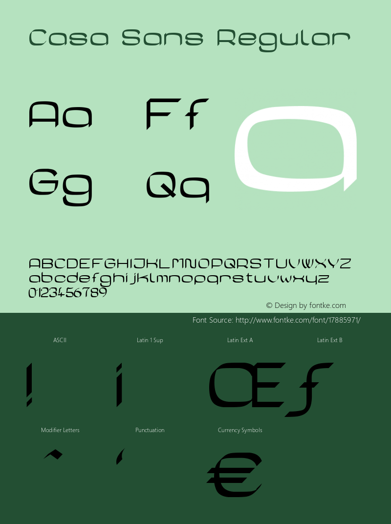 Casa Sans Regular Version 1.0 Font Sample