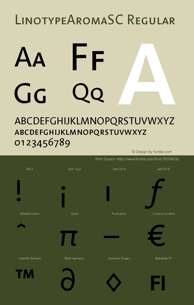 LinotypeAromaSC Regular Version 001.000 Font Sample