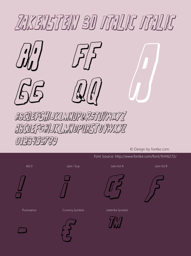 Zakenstein 3D Italic Italic 001.000 Font Sample