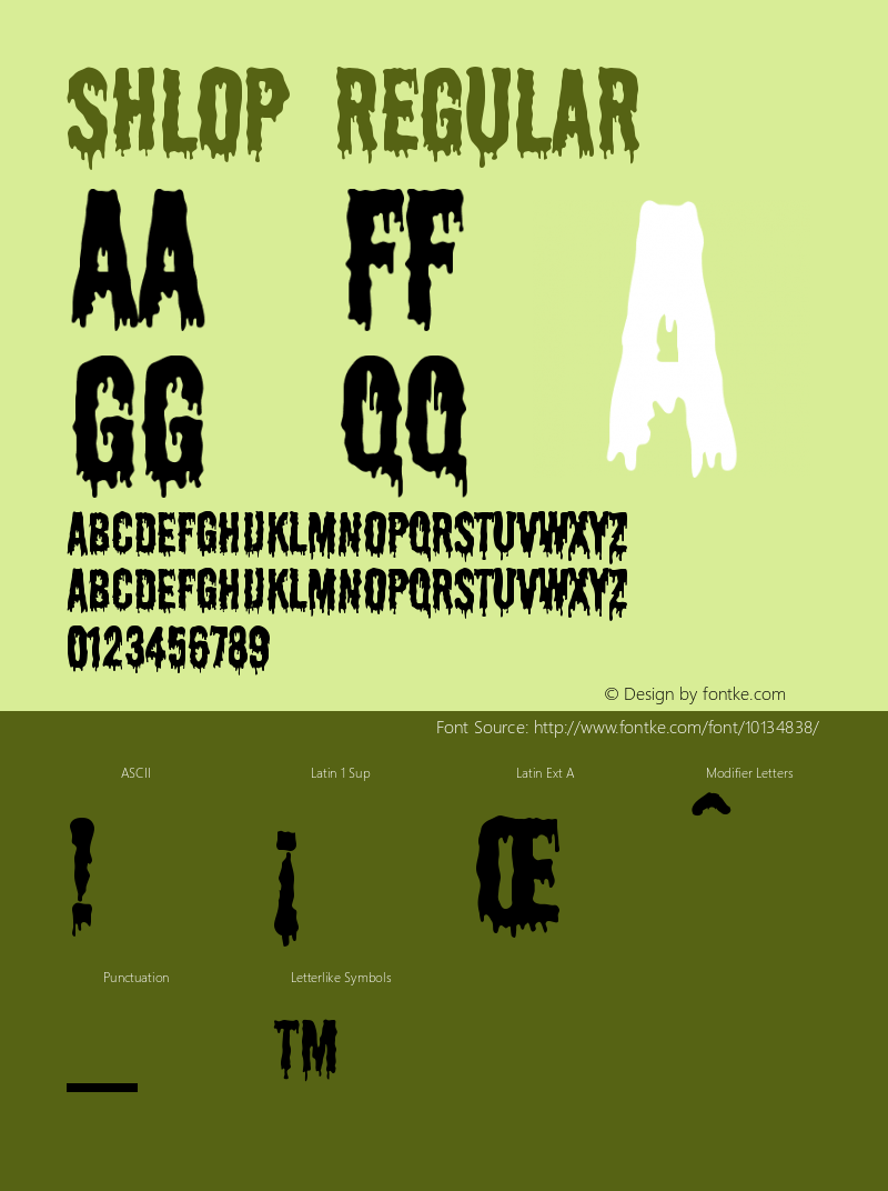 Shlop Regular Version 2.100 2004 Font Sample