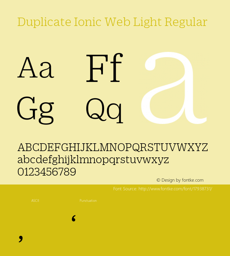 Duplicate Ionic Web Light Regular Version 1.1 2013 Font Sample