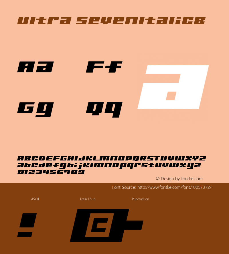 Ultra SevenItalicB Macromedia Fontographer 4.1J 99.10.4 Font Sample