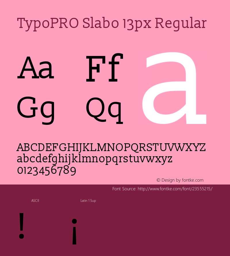 TypoPRO Slabo 13px Version 1.02 Build 005a Font Sample