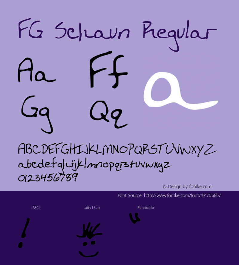 FG Schaun Regular 2000; 1.0, initial release Font Sample