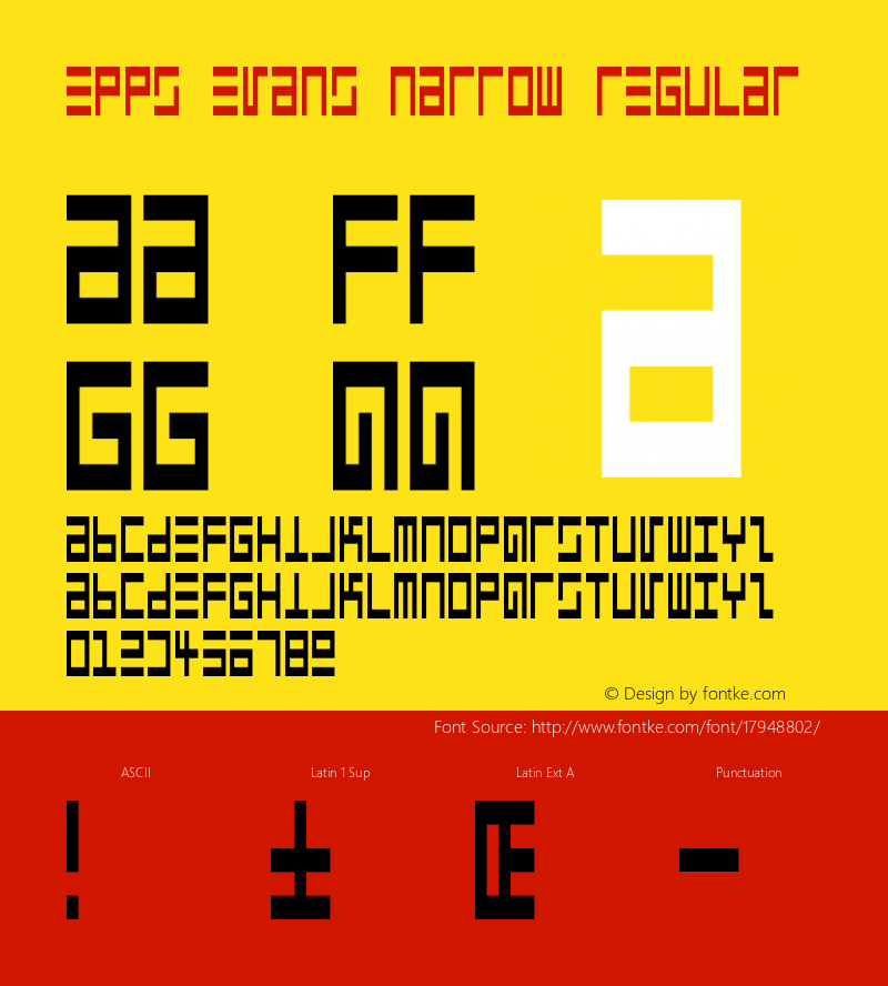 Epps Evans Narrow Regular Macromedia Fontographer 4.1.3 4/3/97 Font Sample