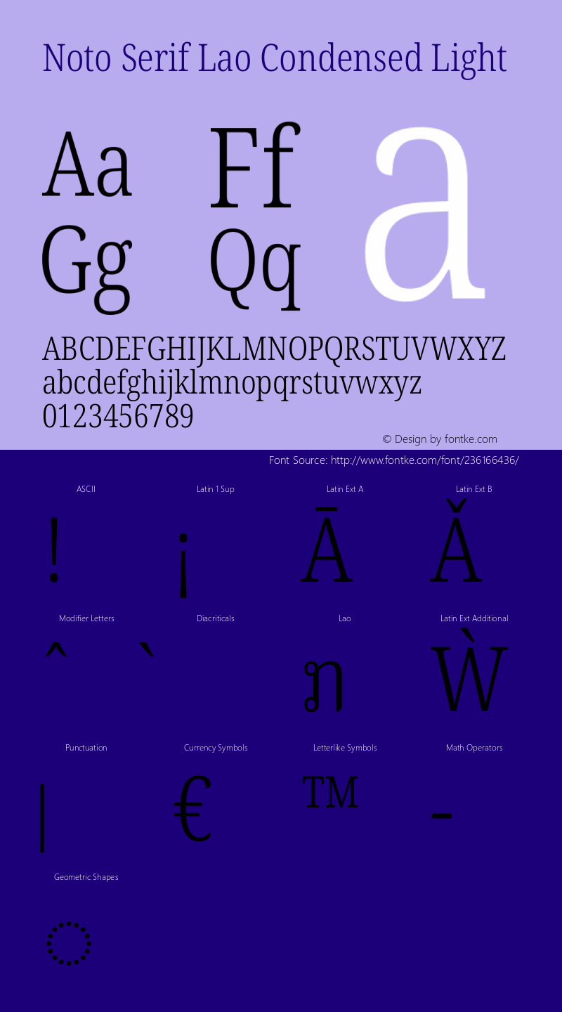 Noto Serif Lao Condensed Light Version 2.002图片样张