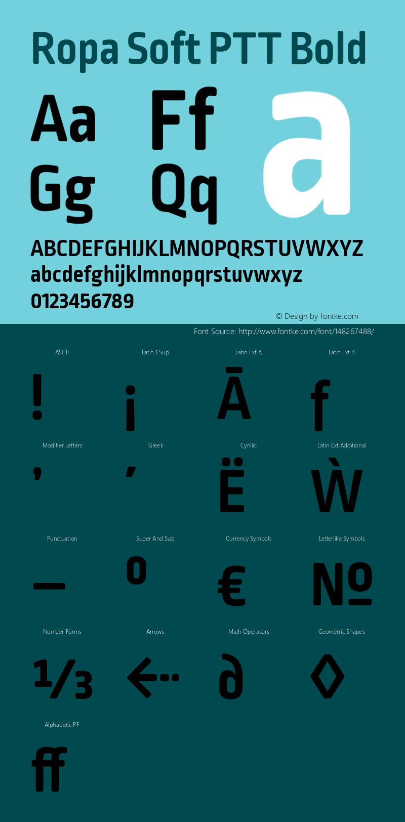 RopaSoftPTT-Bold Version 1.001; build 0001 Font Sample