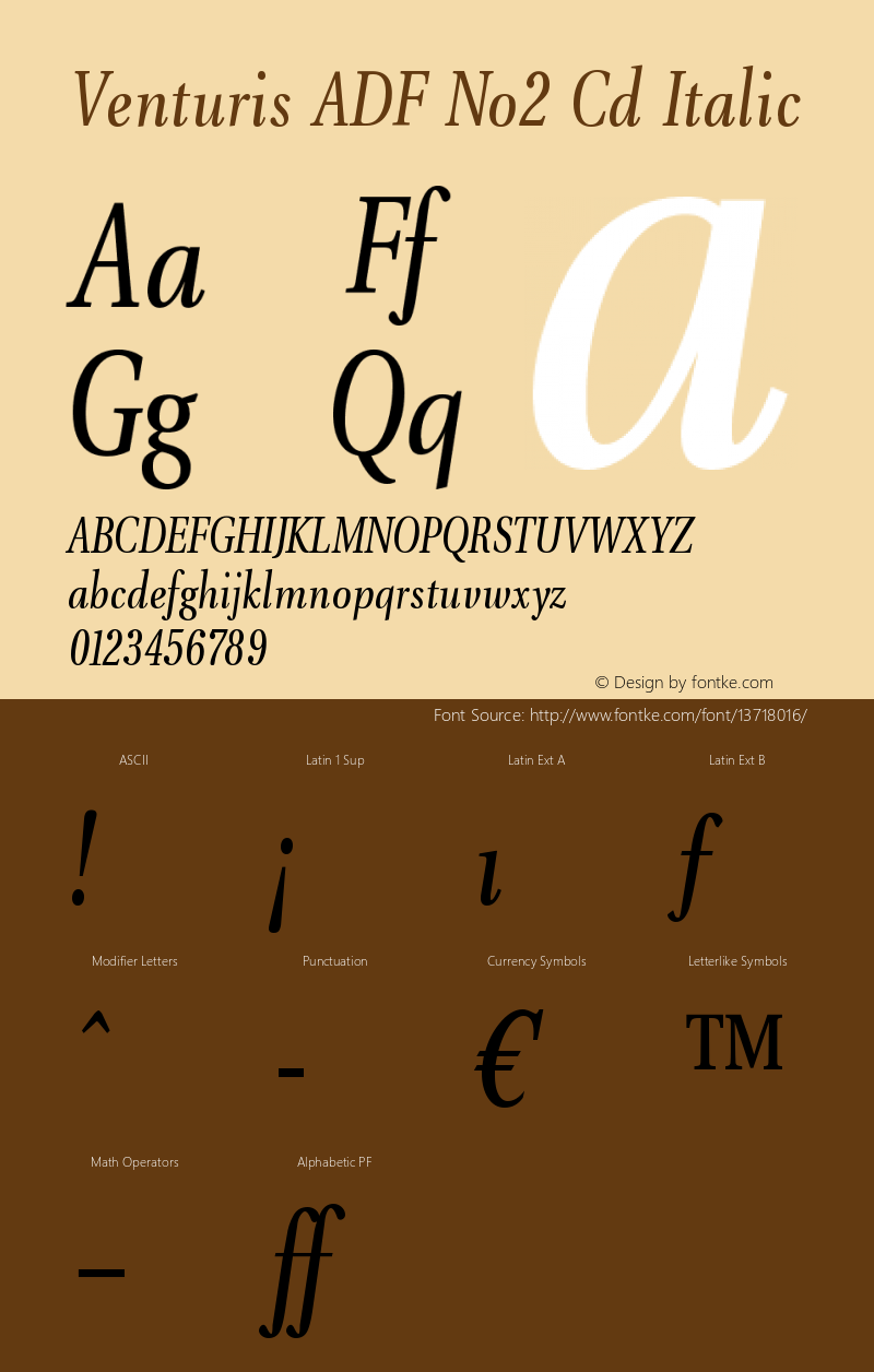 Venturis ADF No2 Cd Italic Version 1.005 Font Sample