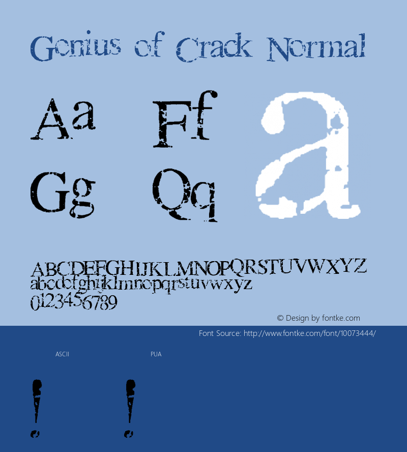 Genius of Crack Normal 001.001 Font Sample