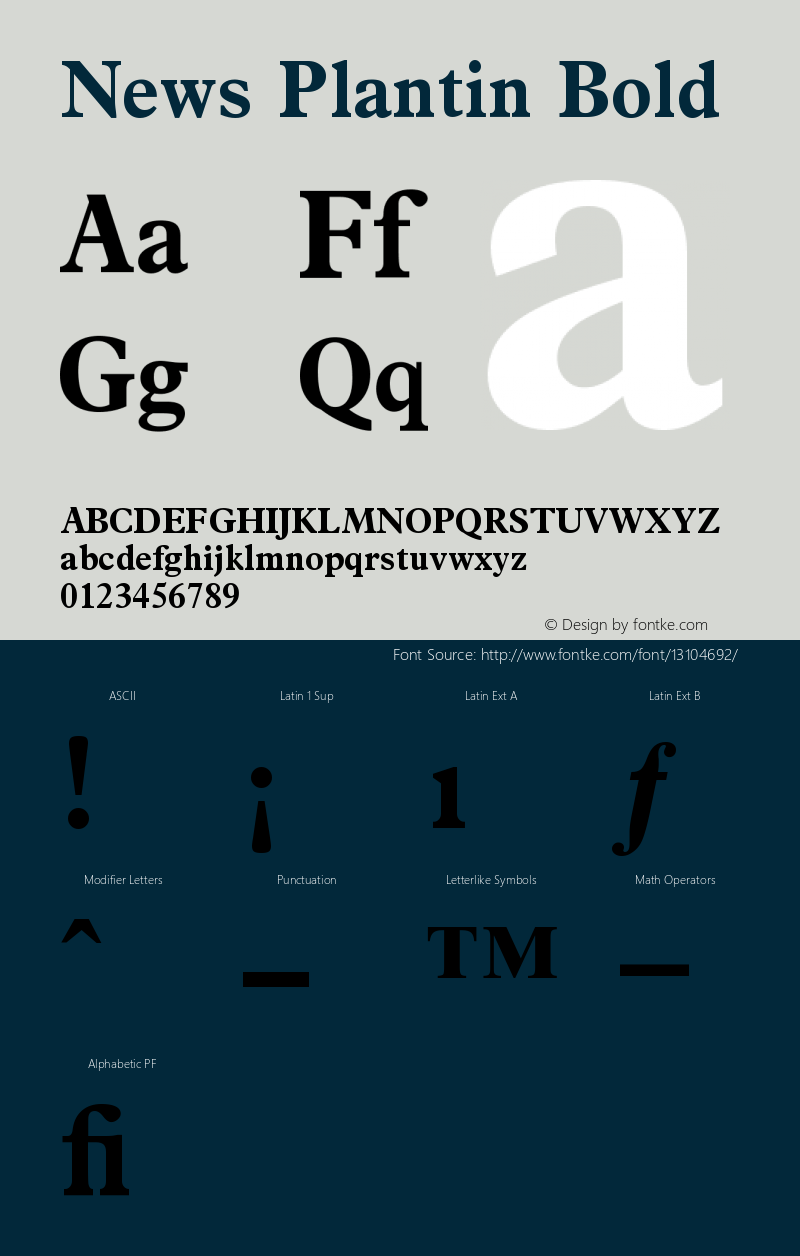 News Plantin Bold Version 1 Font Sample