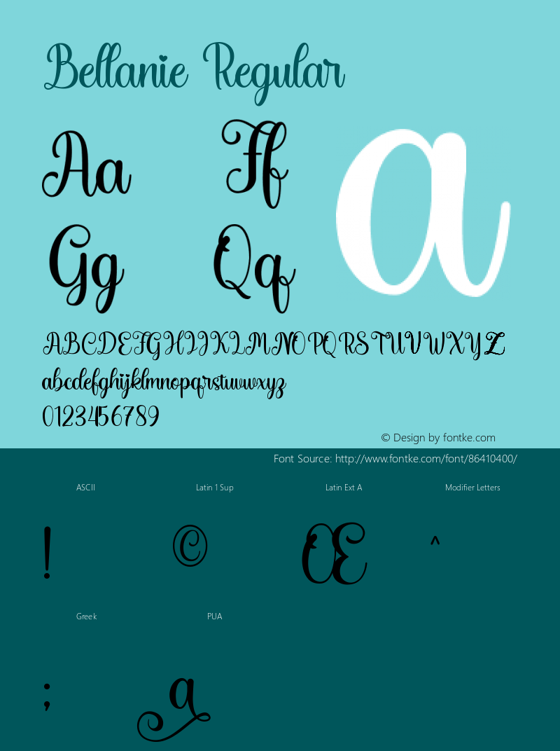 Bellanie Version 1.00;July 28, 2020;FontCreator 11.5.0.2422 64-bit Font Sample