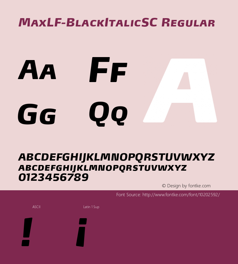 MaxLF-BlackItalicSC Regular 4.460 Font Sample