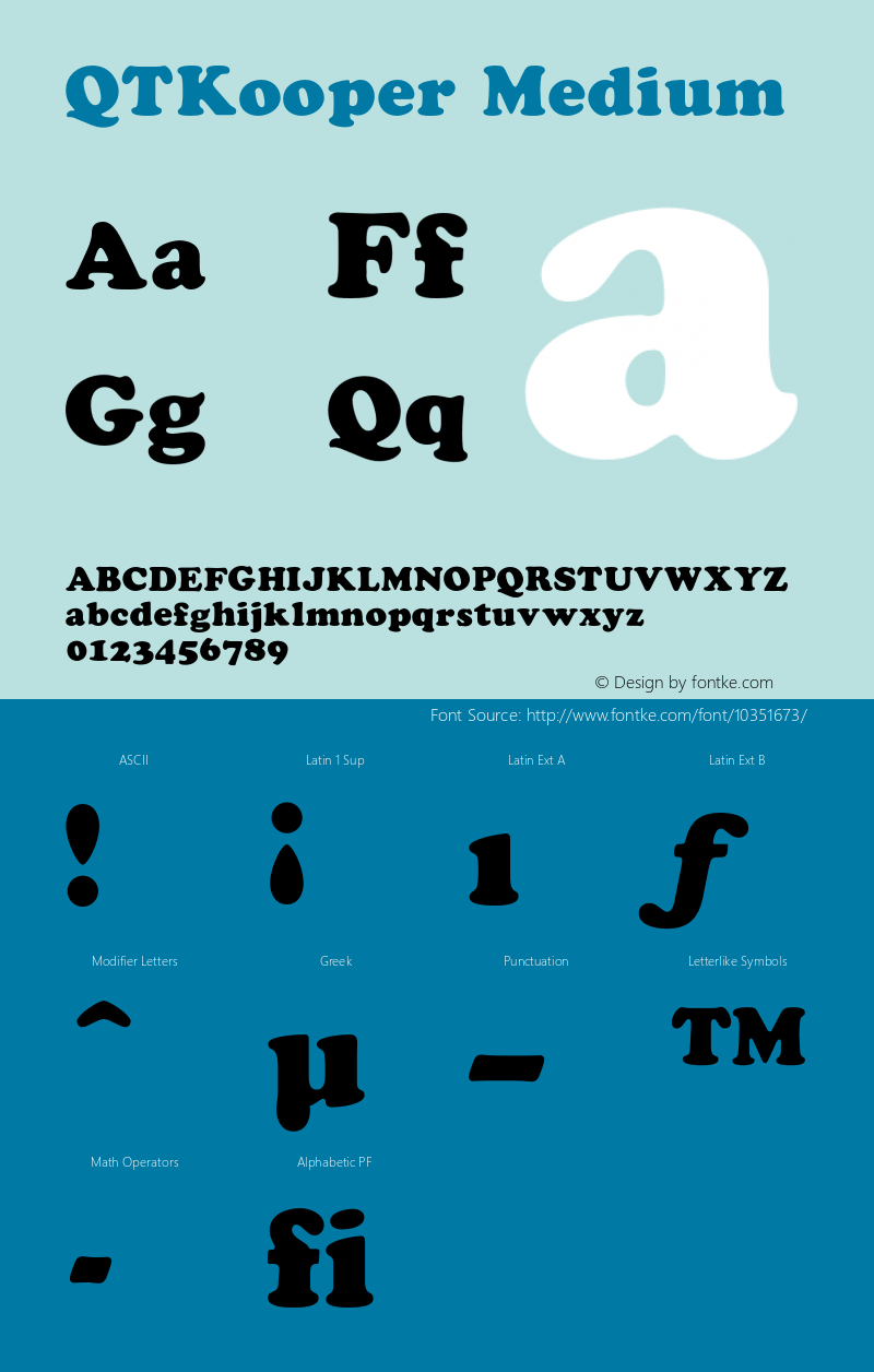 QTKooper Medium Version 001.000 Font Sample