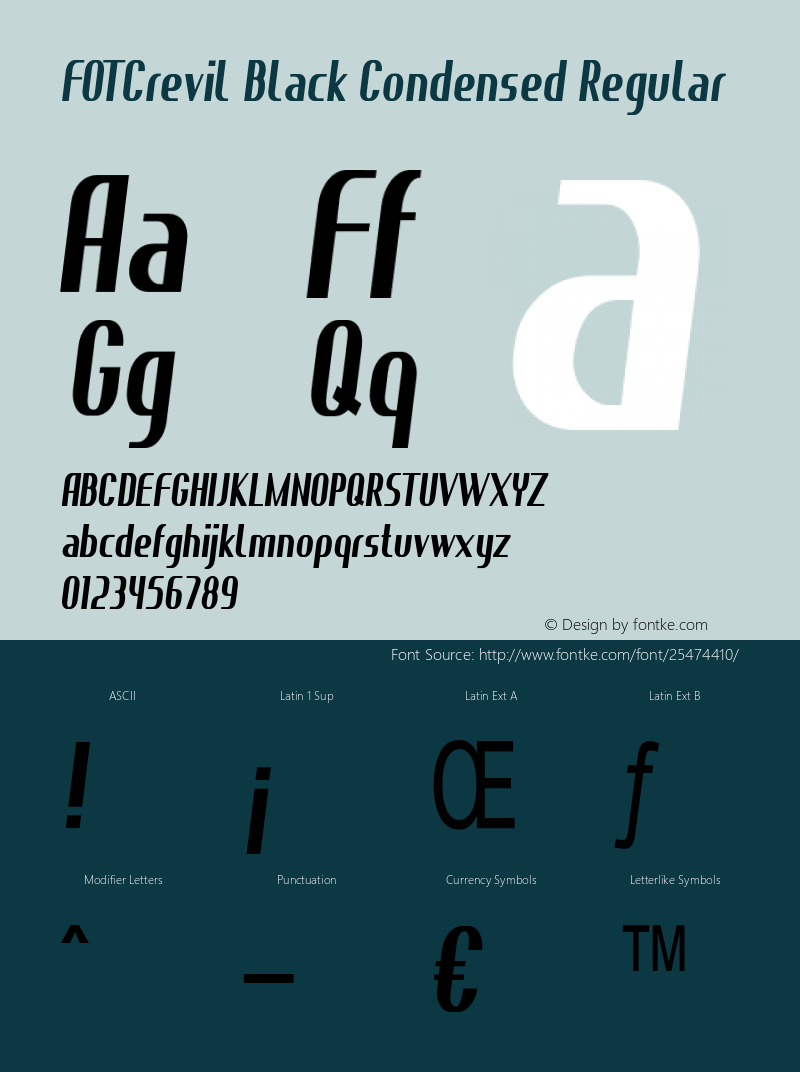 FOTCrevilBlack-CondensedRegular Version 1.000 Font Sample