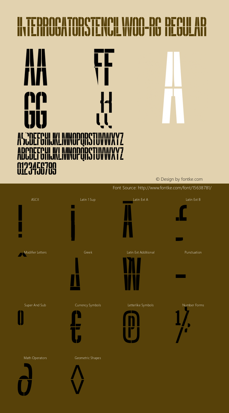 InterrogatorStencilW00-Rg Regular Version 1.00 Font Sample