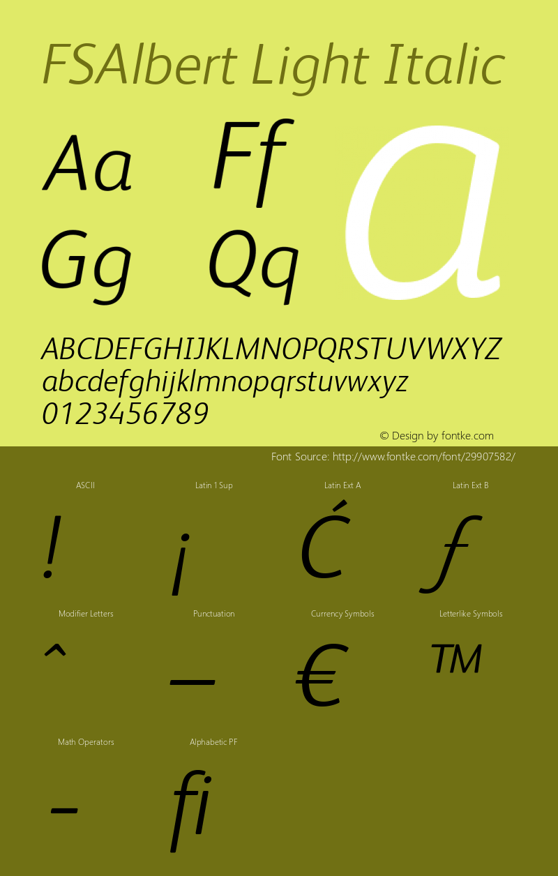 FSAlbert Light Italic Version 1.000;PS 001.000;hotconv 1.0.38 Font Sample