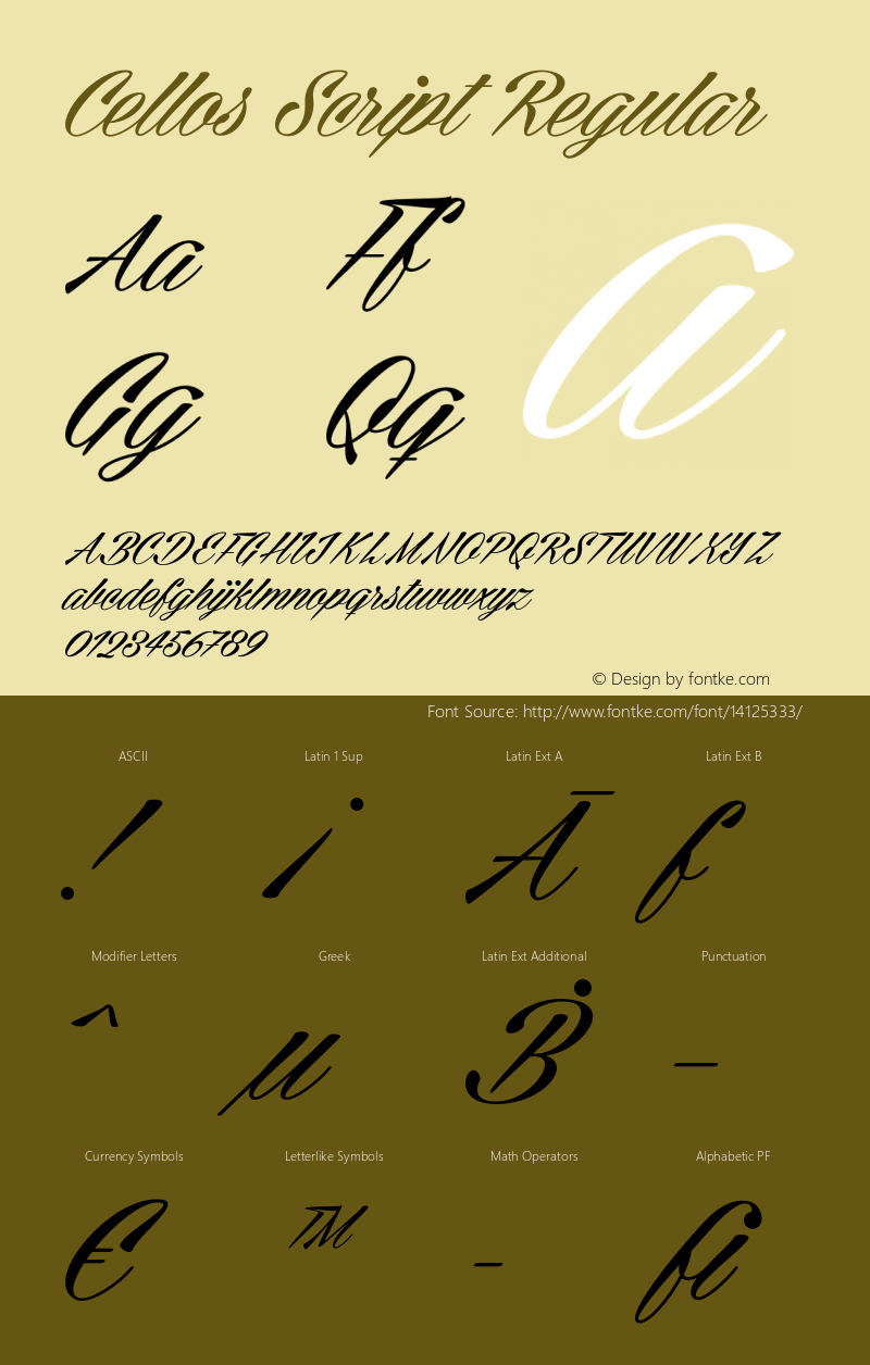 Cellos Script Regular 1.000 Font Sample