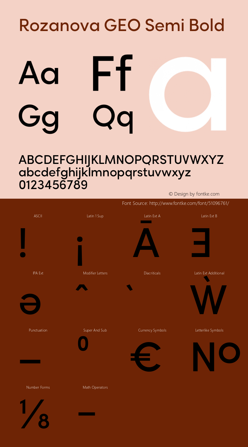 Rozanova GEO Semi Bold Version 1.019;hotconv 1.0.109;makeotfexe 2.5.65596 Font Sample