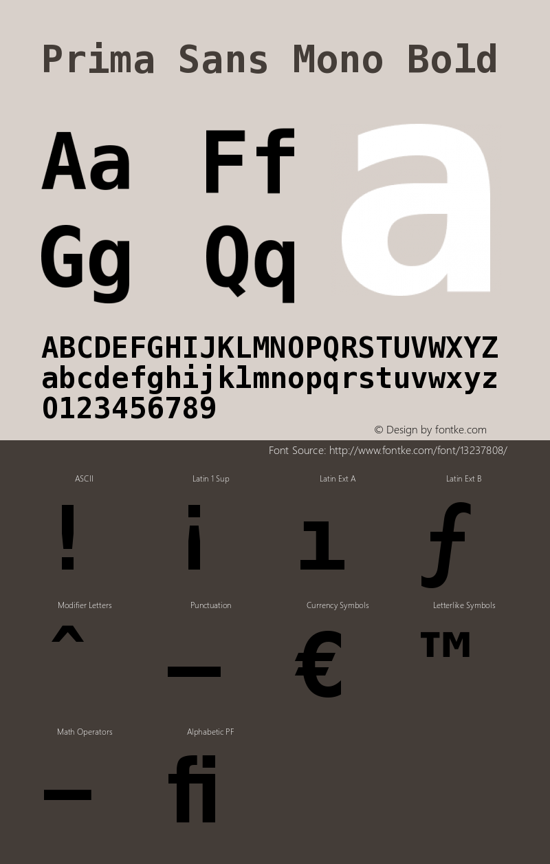 Prima Sans Mono Bold Version 003.001 Font Sample