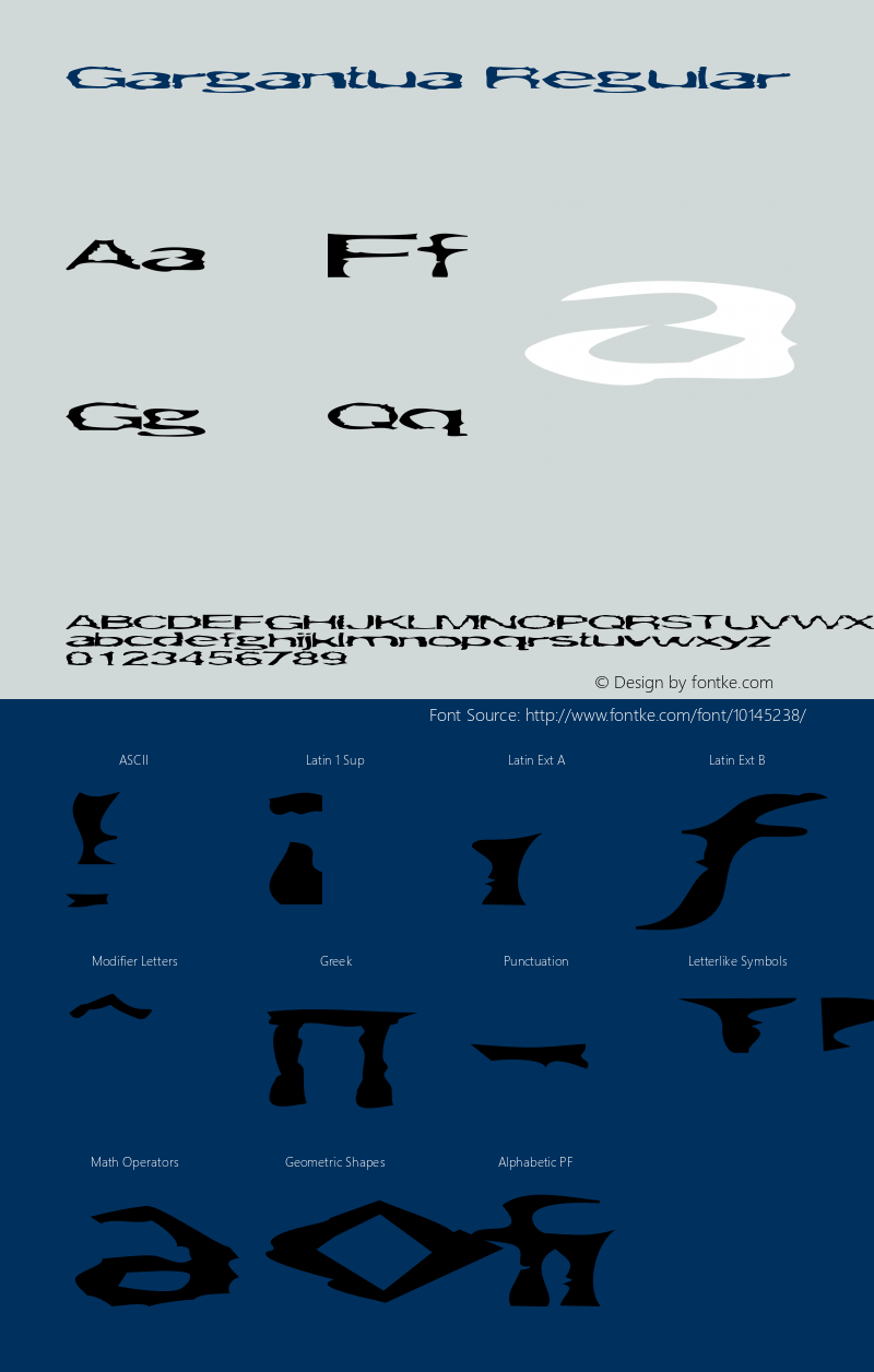 Gargantua Regular Version 1.000;PS 001.000;hotconv 1.0.38 Font Sample
