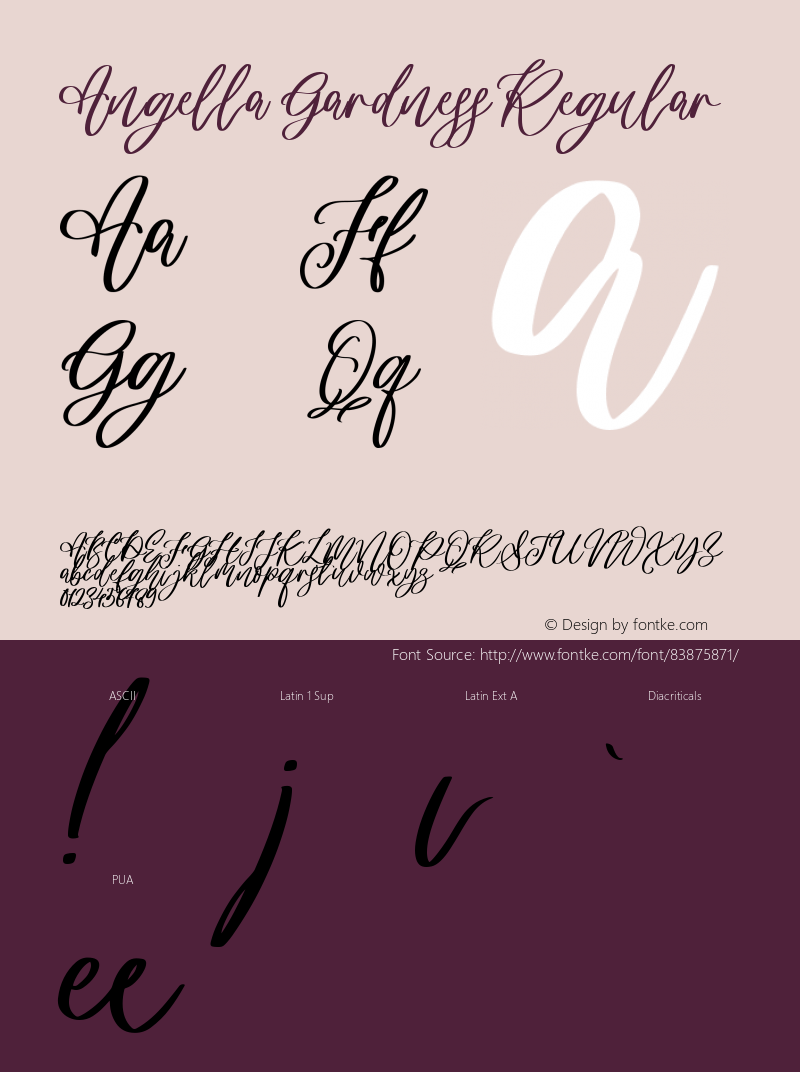 Angella Gardness Version 1.00;September 14, 2020;FontCreator 12.0.0.2545 64-bit Font Sample