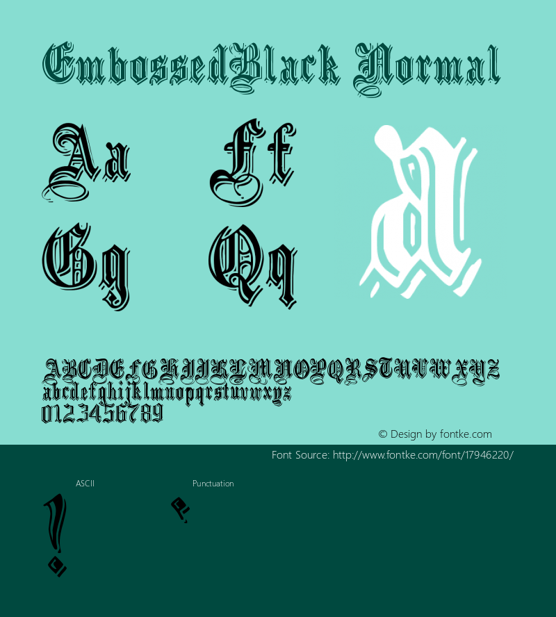 EmbossedBlack Normal Version 1.000 Font Sample