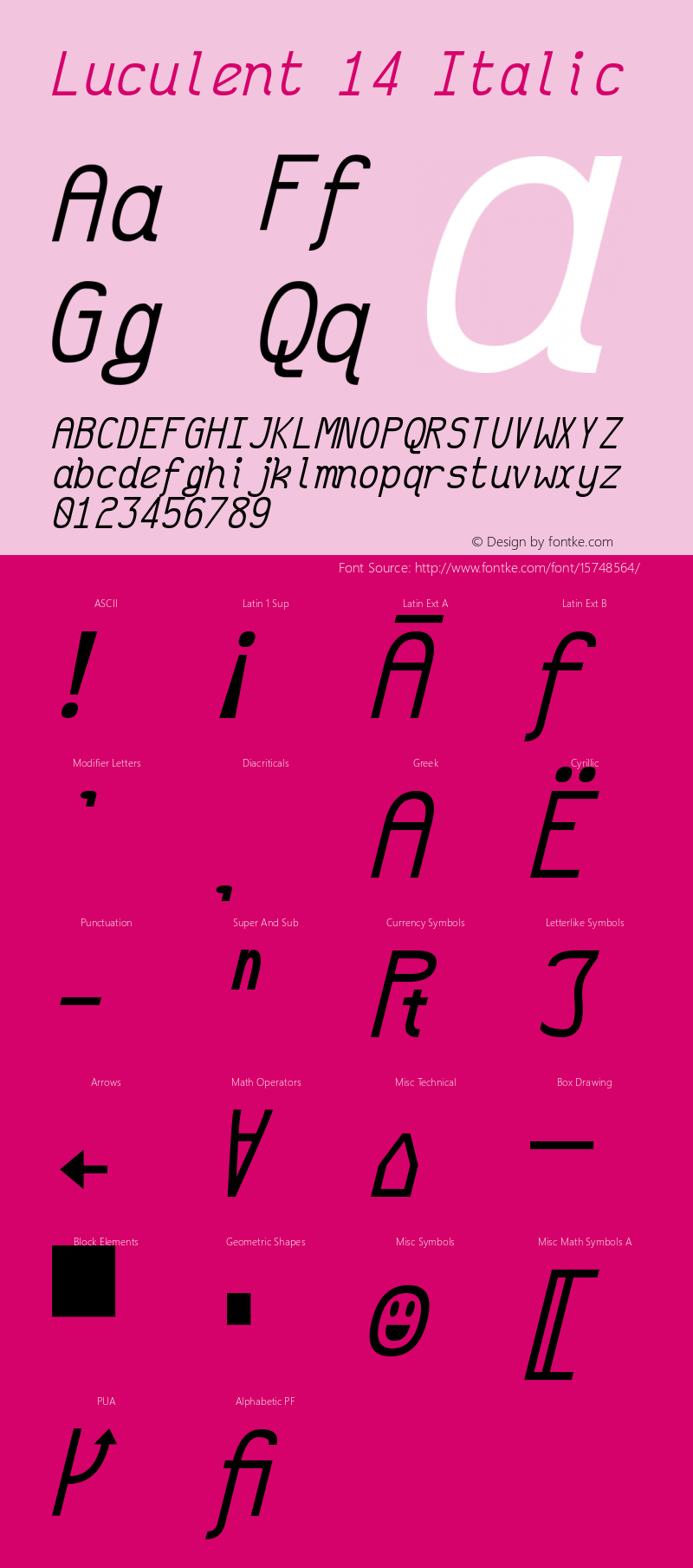 Luculent 14 Italic Version 2.0.0-b4b12eb282a3 Font Sample