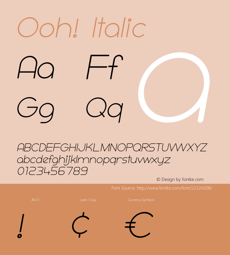 Ooh! Italic Version 1.000;PS 001.000;hotconv 1.0.88;makeotf.lib2.5.64775 Font Sample