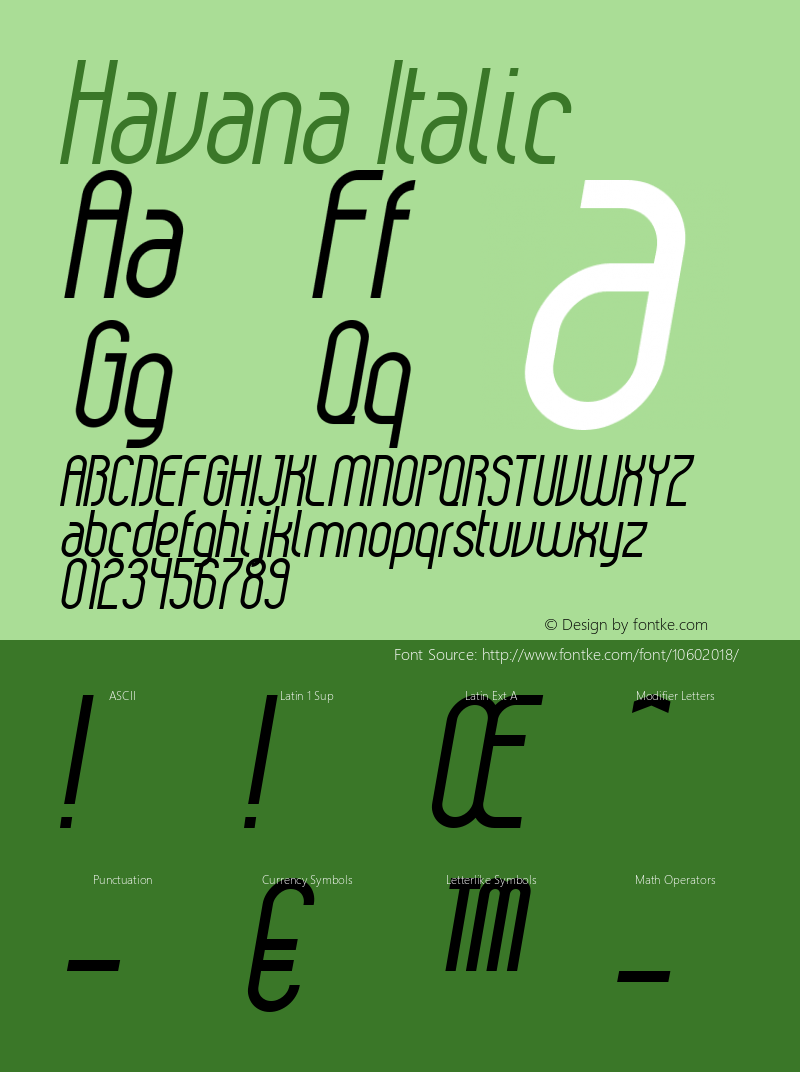 Havana Italic Version 1 Font Sample