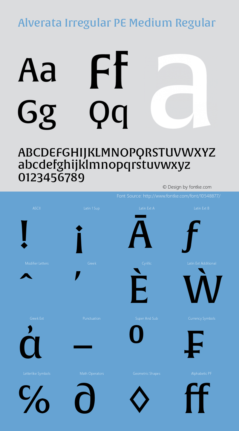 Alverata Irregular PE Medium Regular Version 1.000 Font Sample