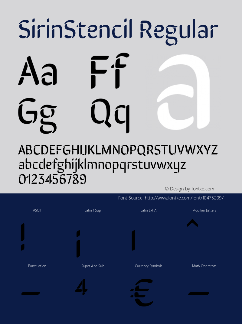 SirinStencil Regular Version 1.002 Font Sample