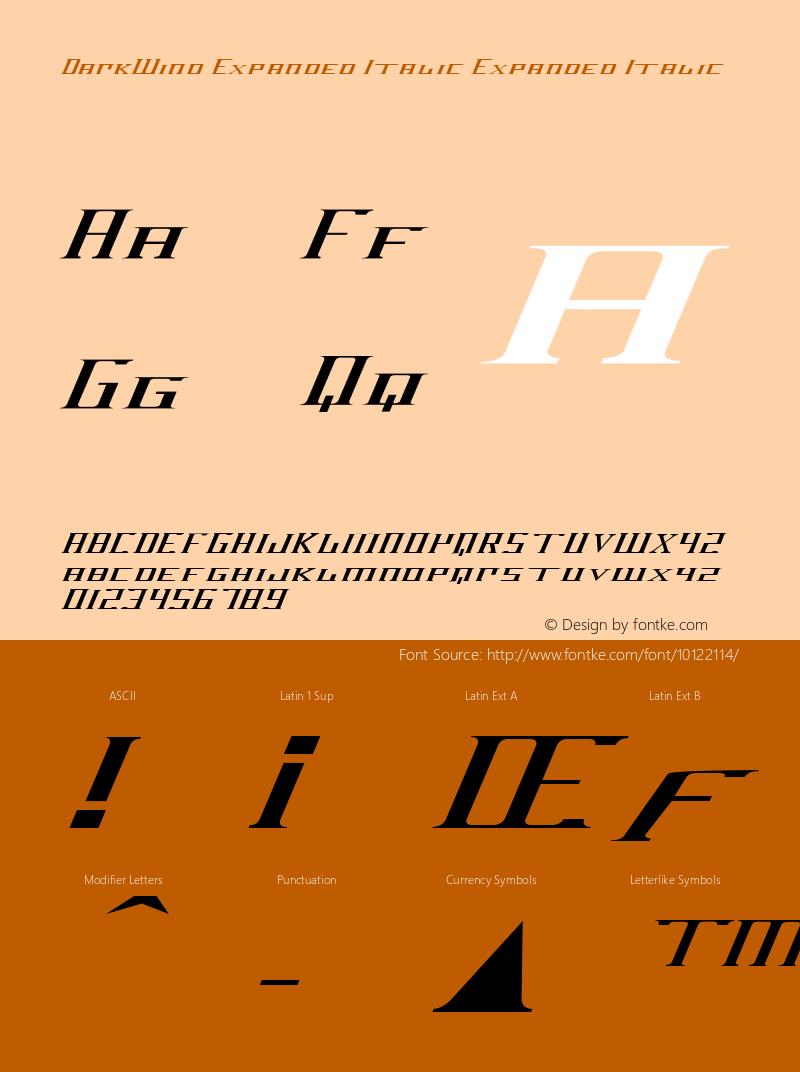 DarkWind Expanded Italic Expanded Italic 2 Font Sample