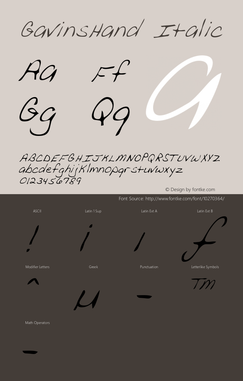 GavinsHand Italic WSI: 1/11/98 Font Sample