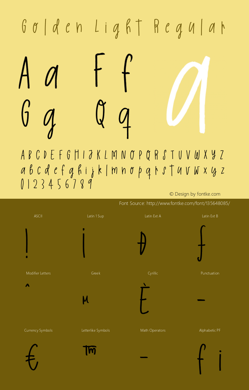 Golden Light 1.000 Font Sample