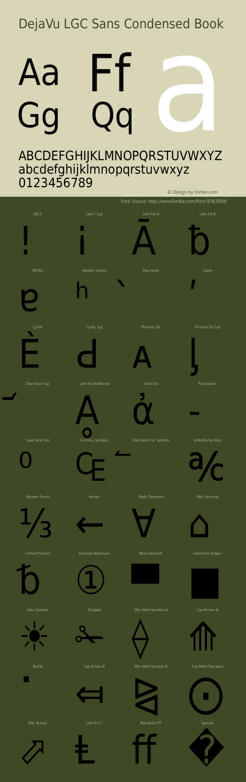 DejaVu LGC Sans Condensed Book Version 2.14 Font Sample